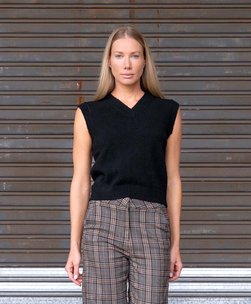 Sweater mujer sin mangas cuello v