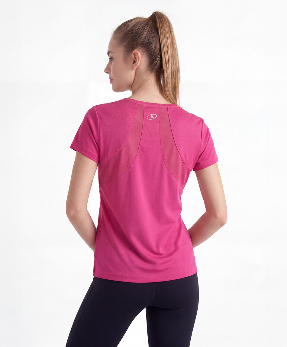 Remera deportiva mujer frase fucsia