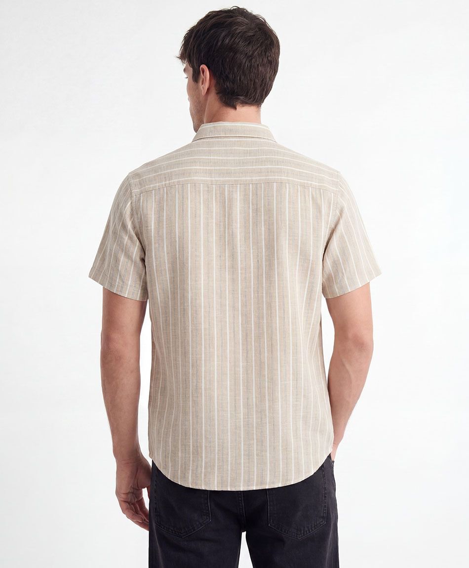 Camisa hombre l&iacute;neas bicolor lino