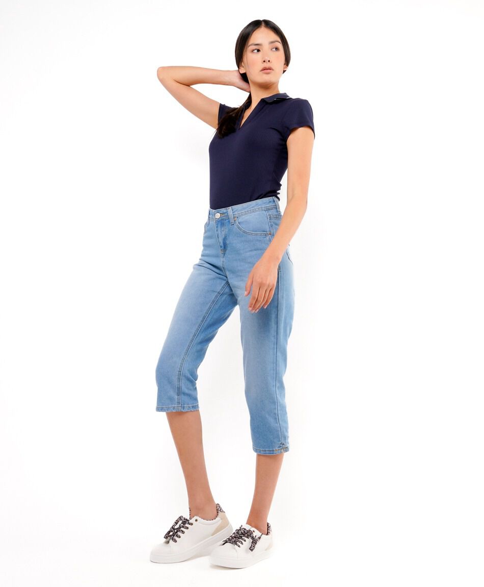 Jeans mujer capri liso
