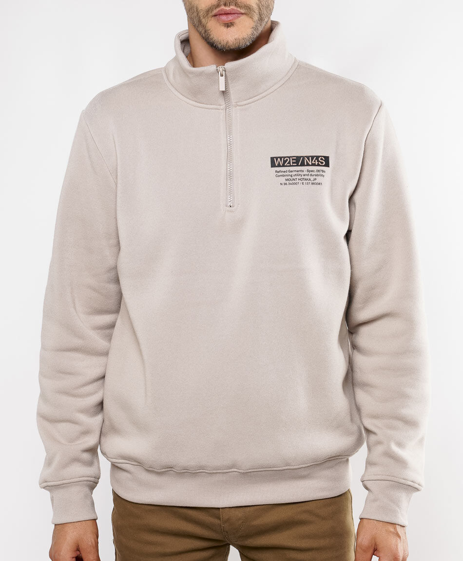 Buzo hombre mini print medio cierre