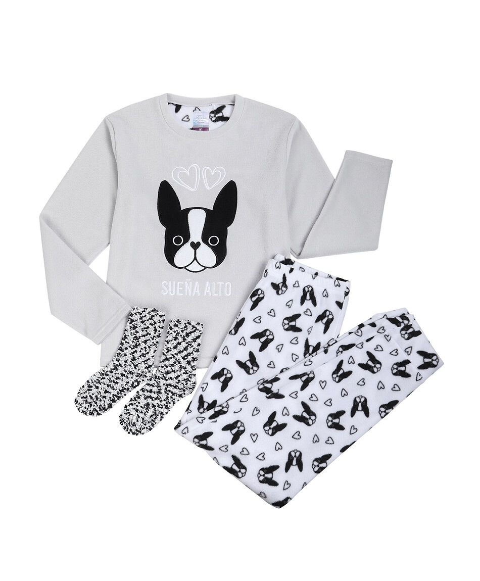 Pack pijama + calcetines mujer polar perrito