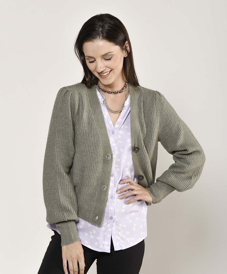 Cardigan mujer crop botones