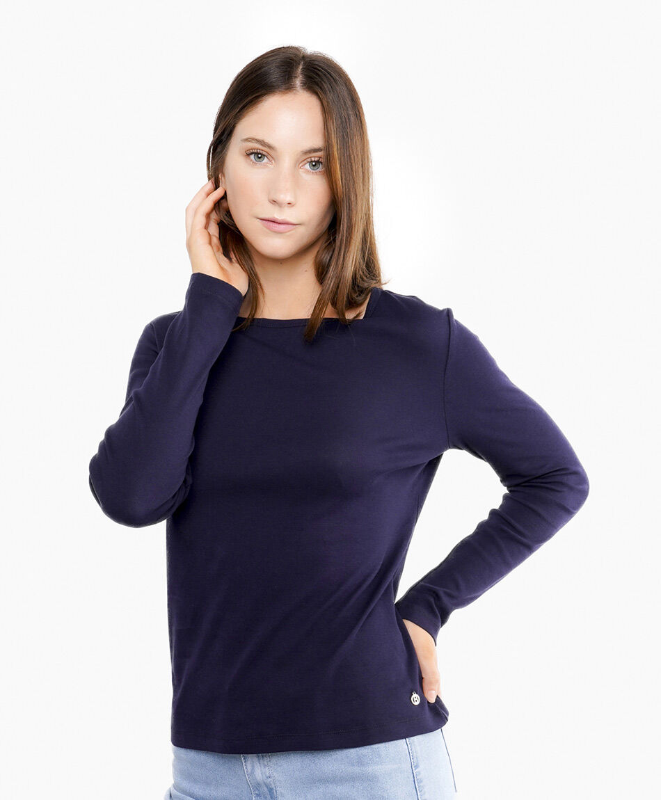 Remera mujer manga larga azul