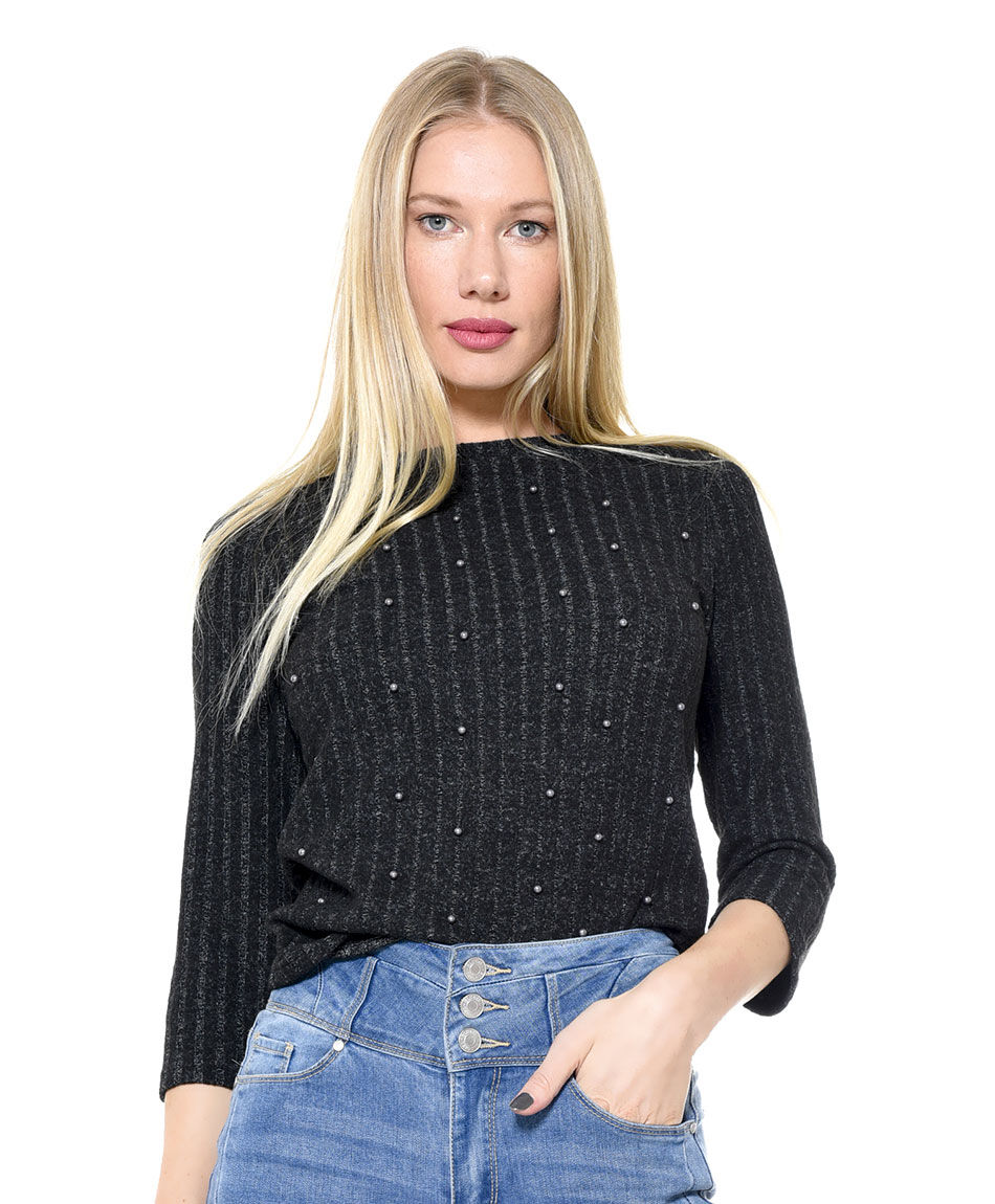 Polera canale perlas