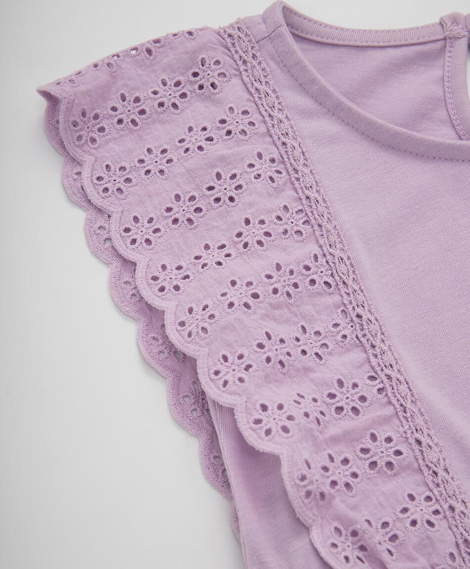 Vestido beb&eacute; broderie morado