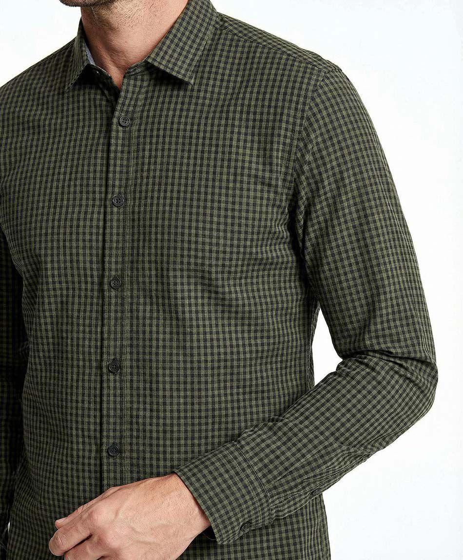 Camisa hombre manga larga cuadros green