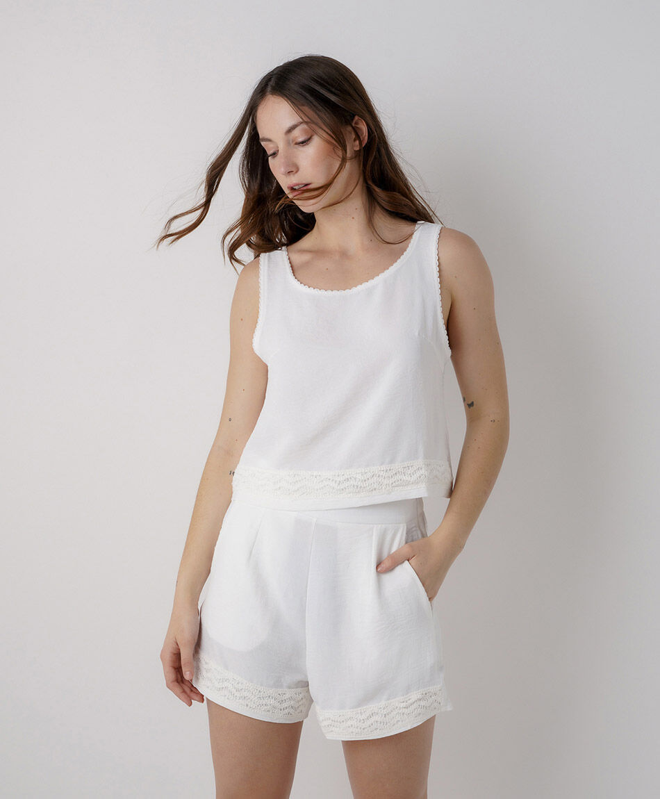 Camisa mujer top encajes