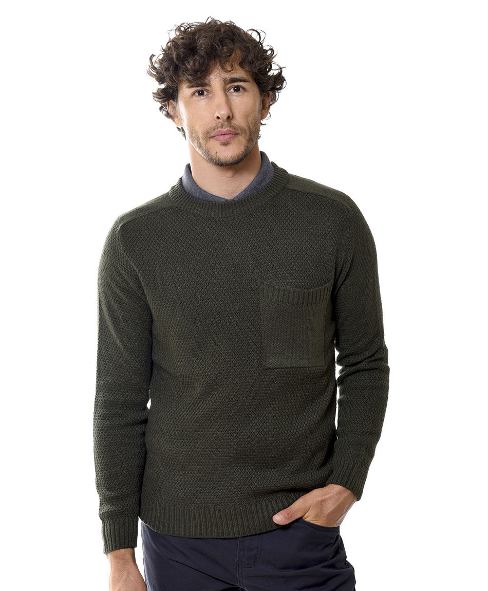 Sweater cuello redondo bolsillo