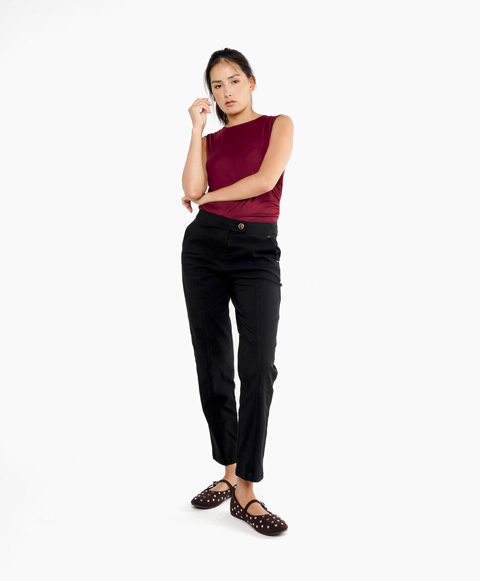Pantal&oacute;n mujer broche negro