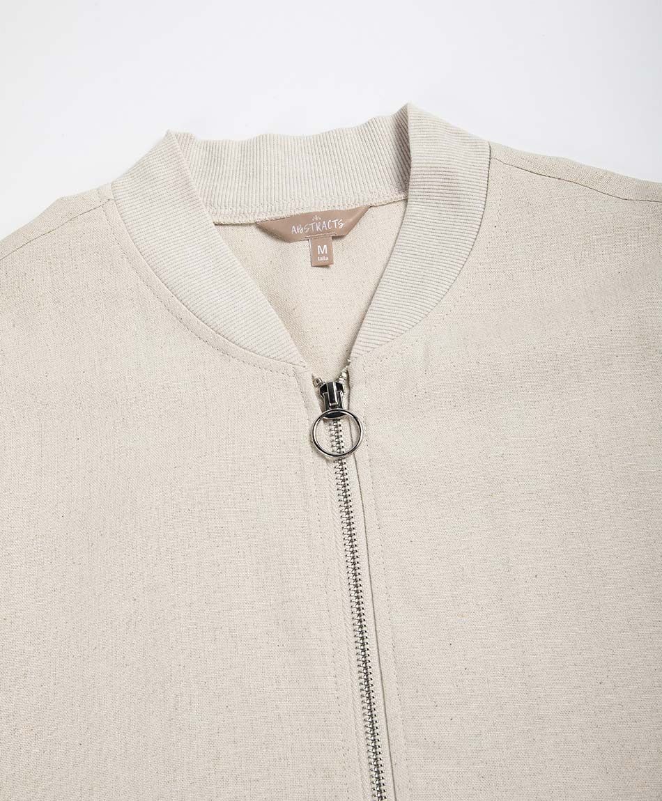 Campera mujer bomber bolsillos lino