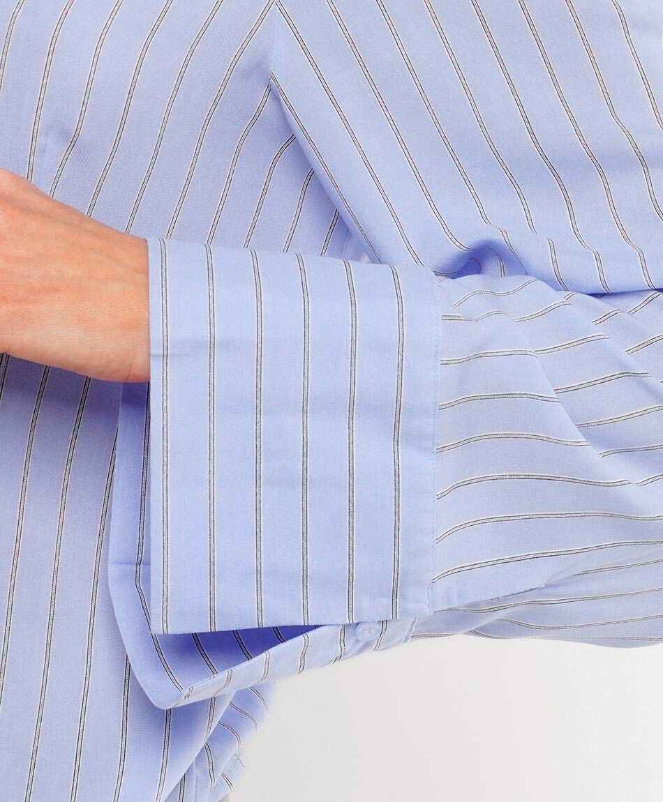 Camisa mujer lineas manga ancha azul