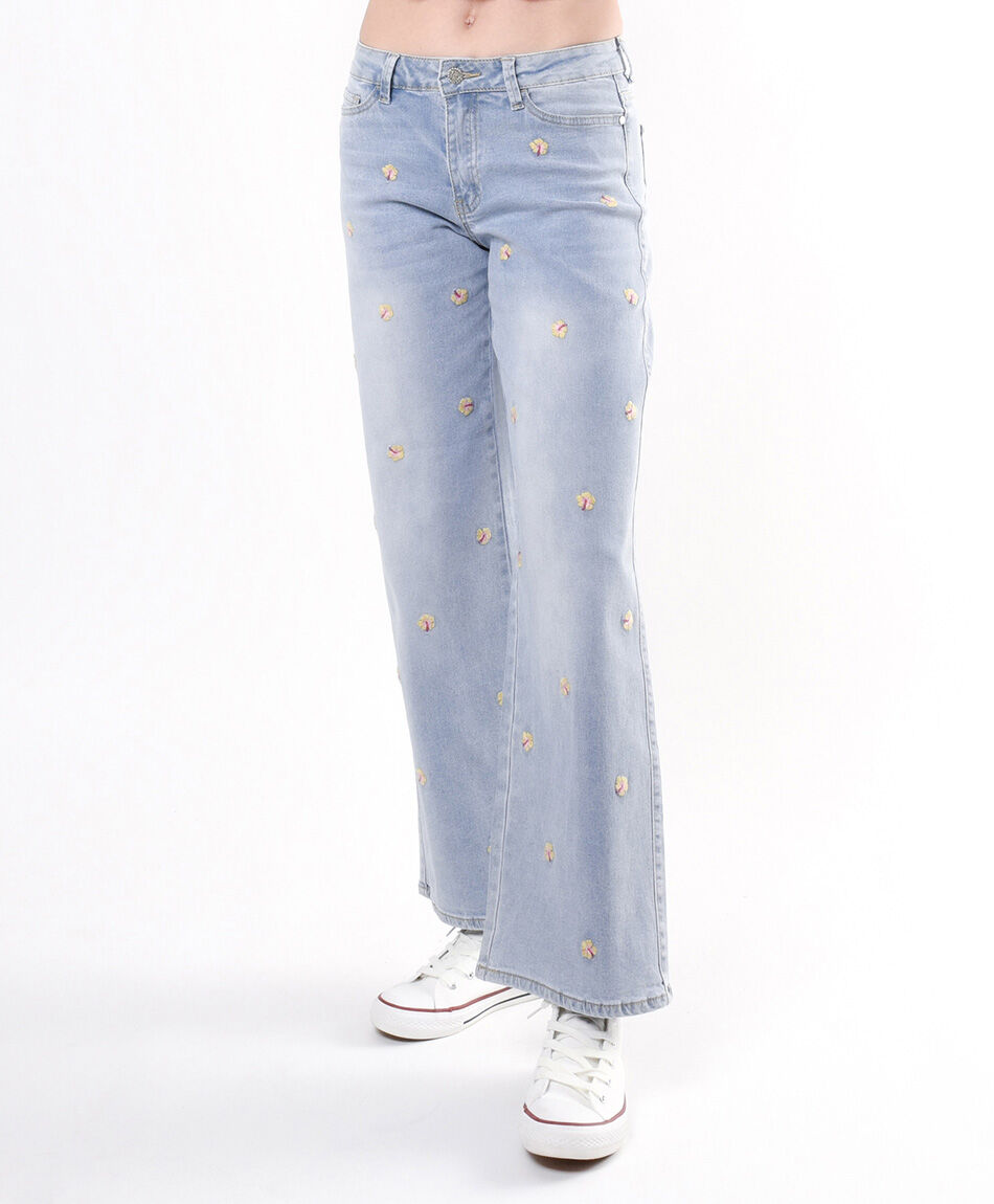 Jeans mujer bordados wide