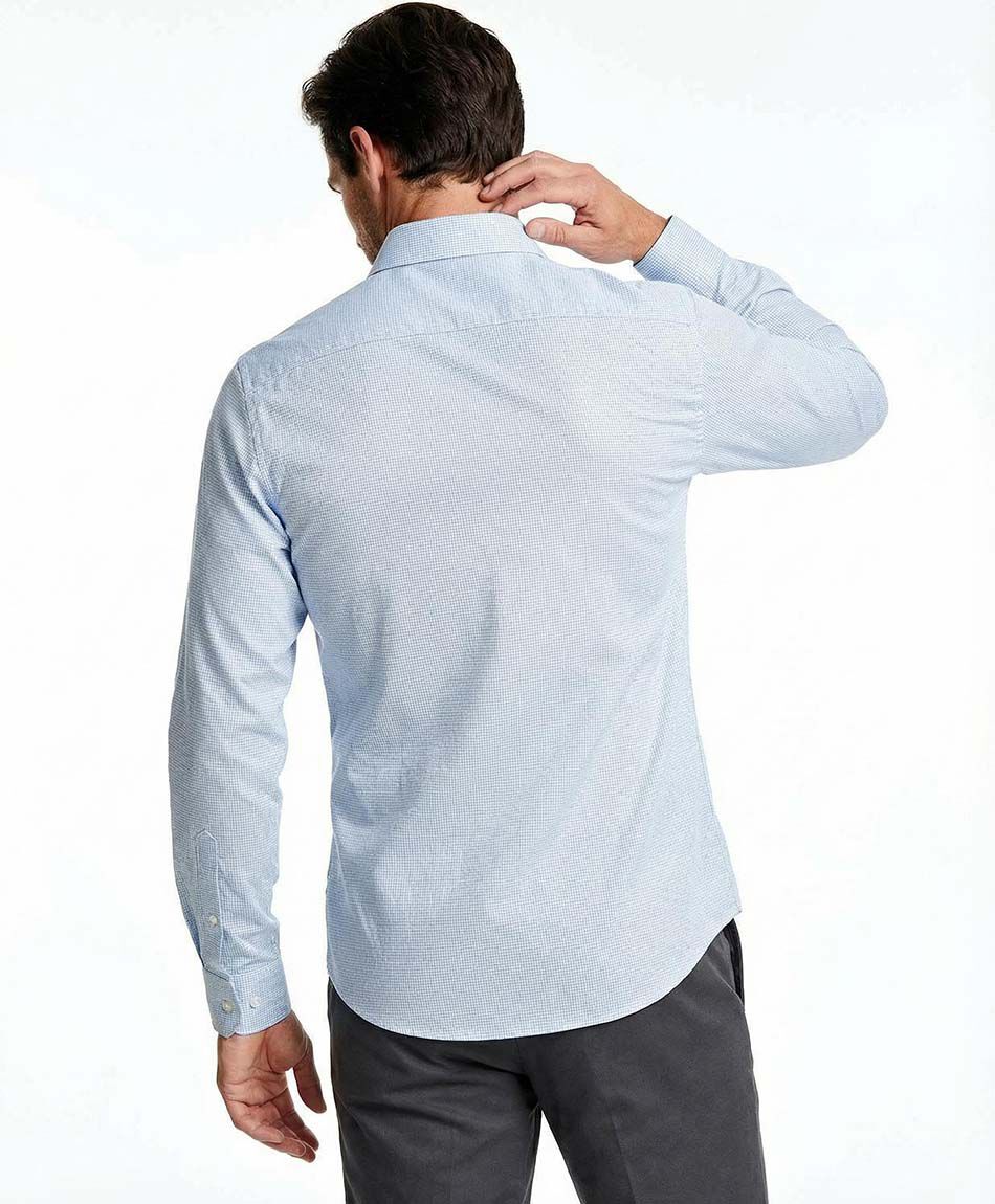 Camisa hombre manga larga lisa celeste