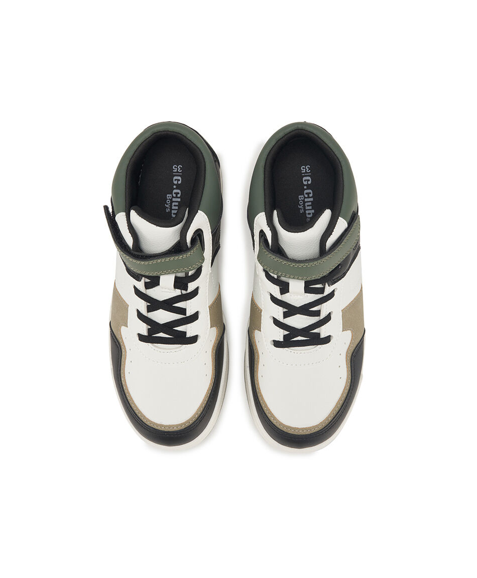 Zapatilla infantil (32 a 37) ca&ntilde;a alta tricolor
