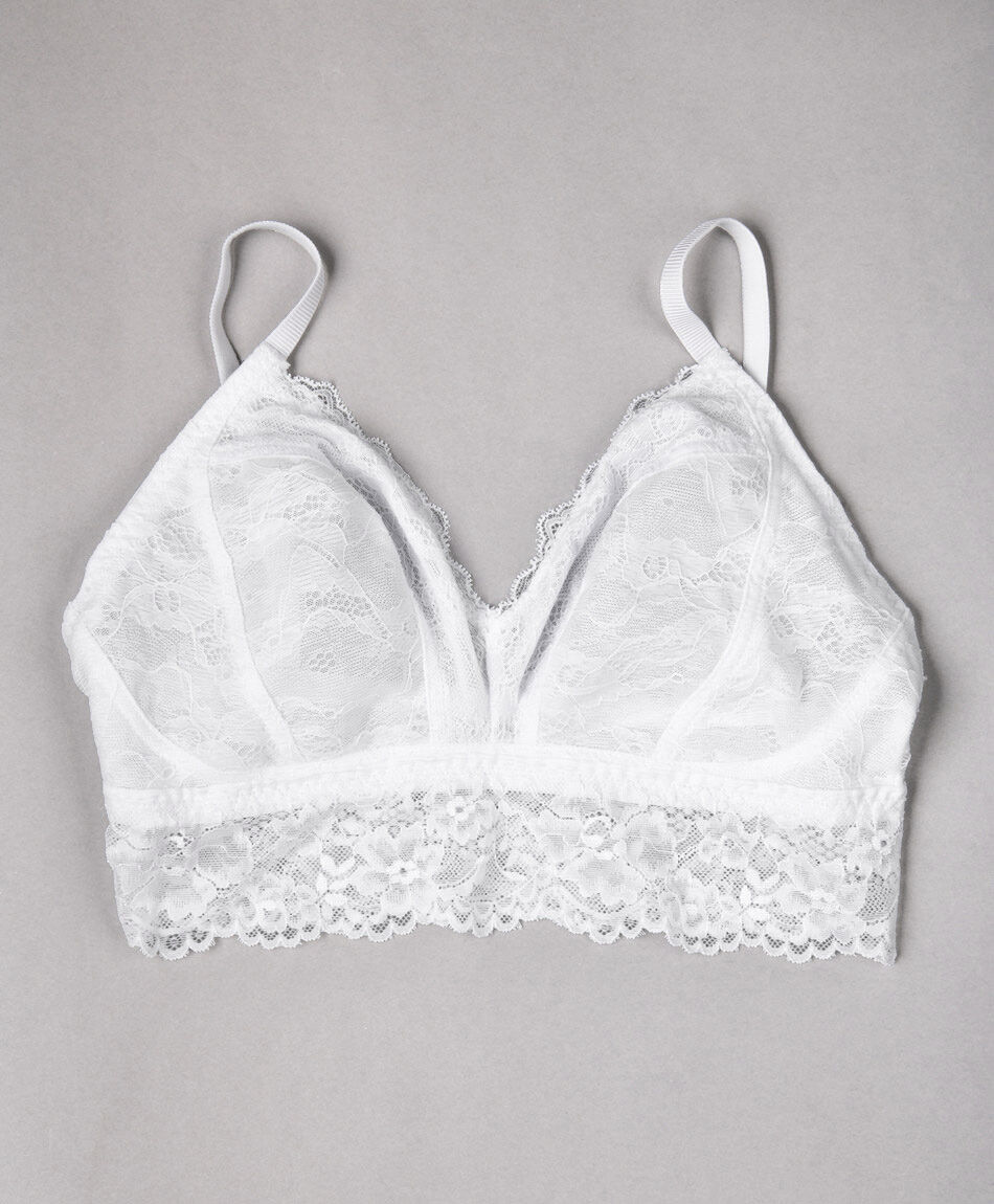 Bralette mujer encaje transl&uacute;cido