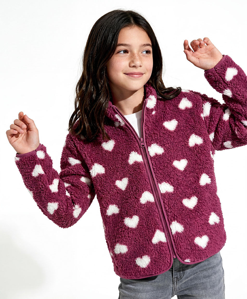 Buzo ni&ntilde;a corazones pink