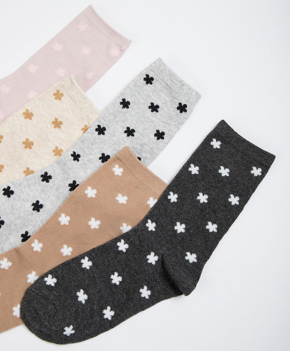 Pack 5 medias mujer florcitas