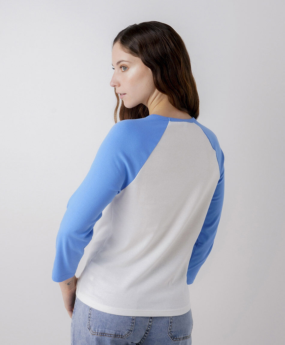 Remera mujer bicolor azul