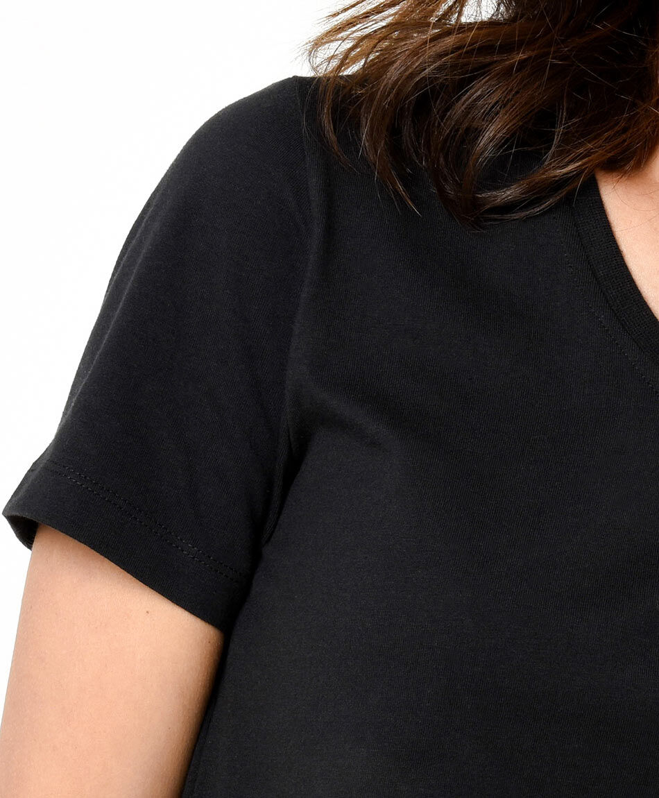 Remera mujer b&aacute;sica negra cuello en v