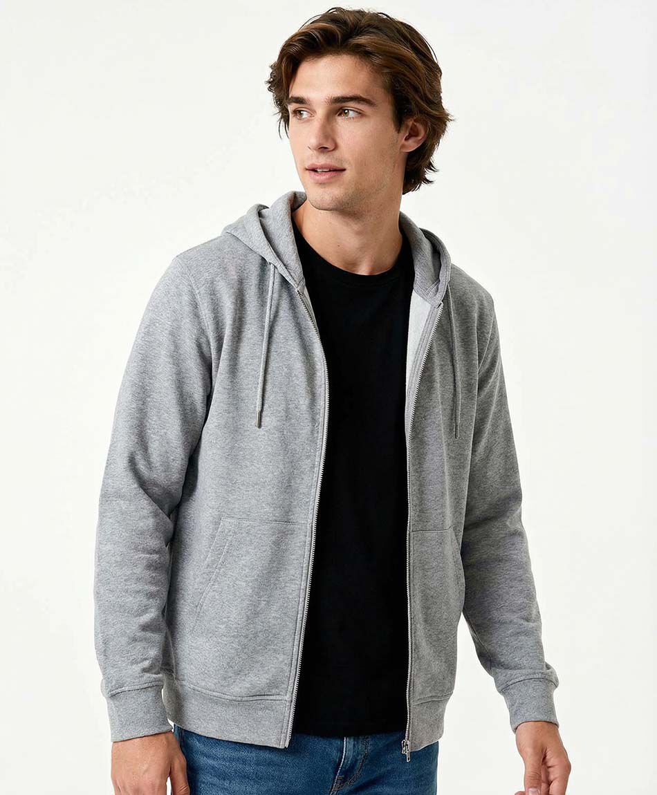 Poler&oacute;n hombre urbano con cierre burdeo