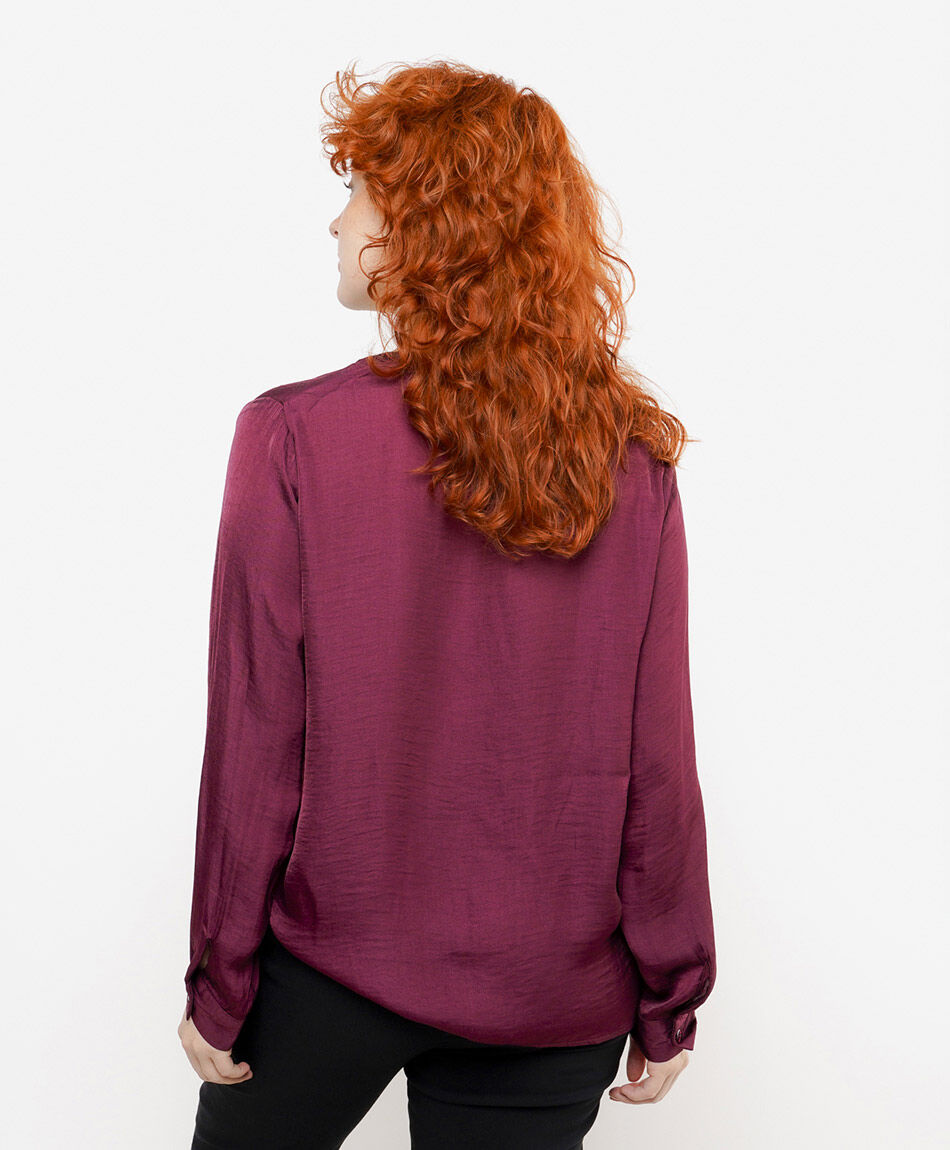 Camisa mujer satinada burdeo