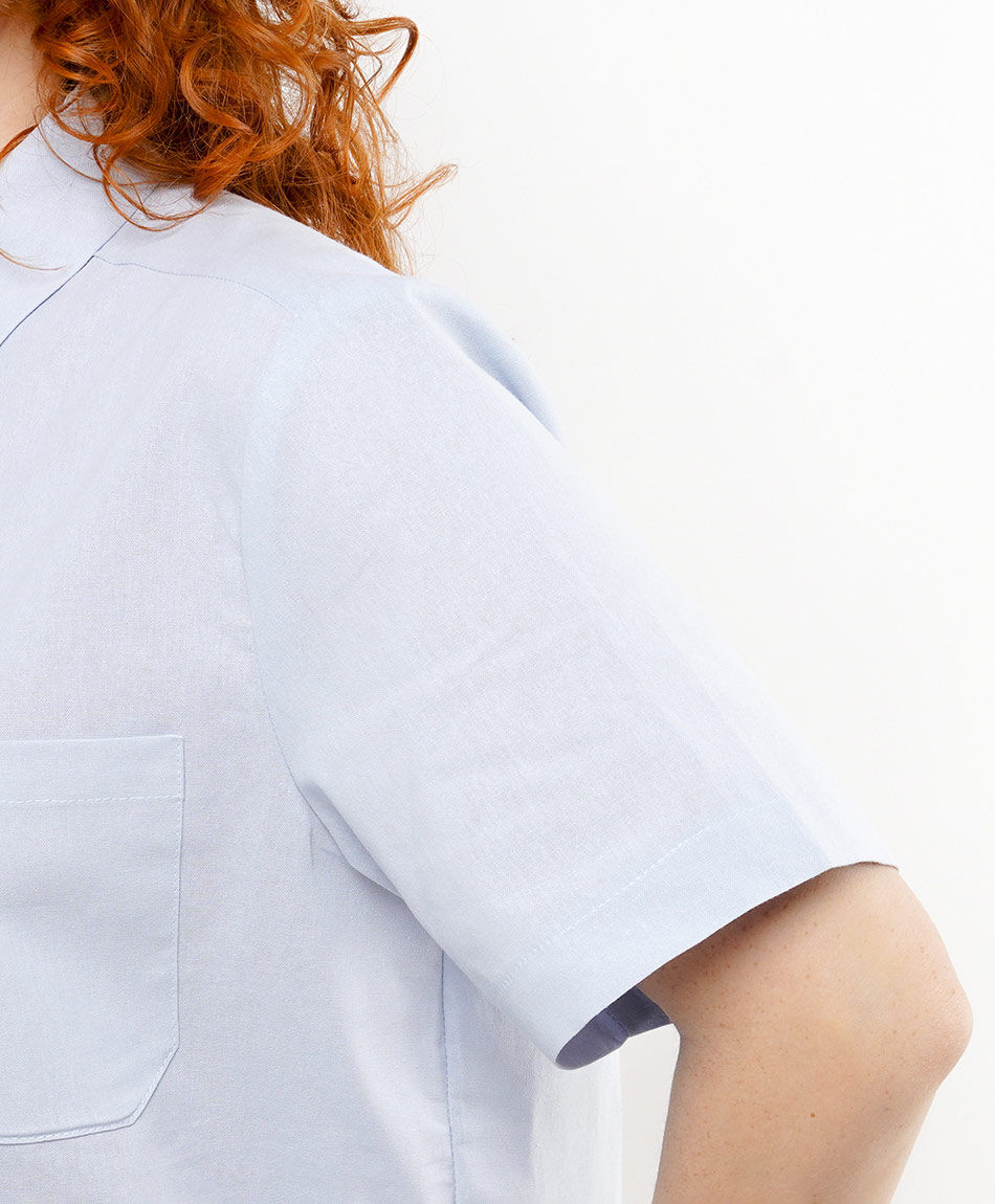 Camisa mujer lisa celeste lino