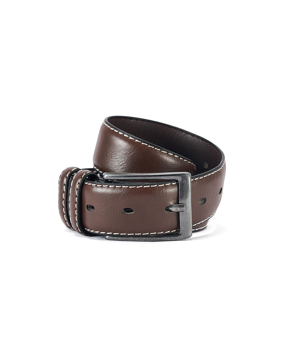 Cintur&oacute;n hombre caf&eacute; b&aacute;sico liso