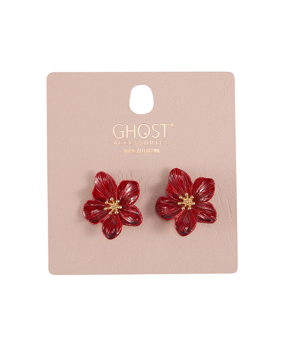Aros mujer flores rojas