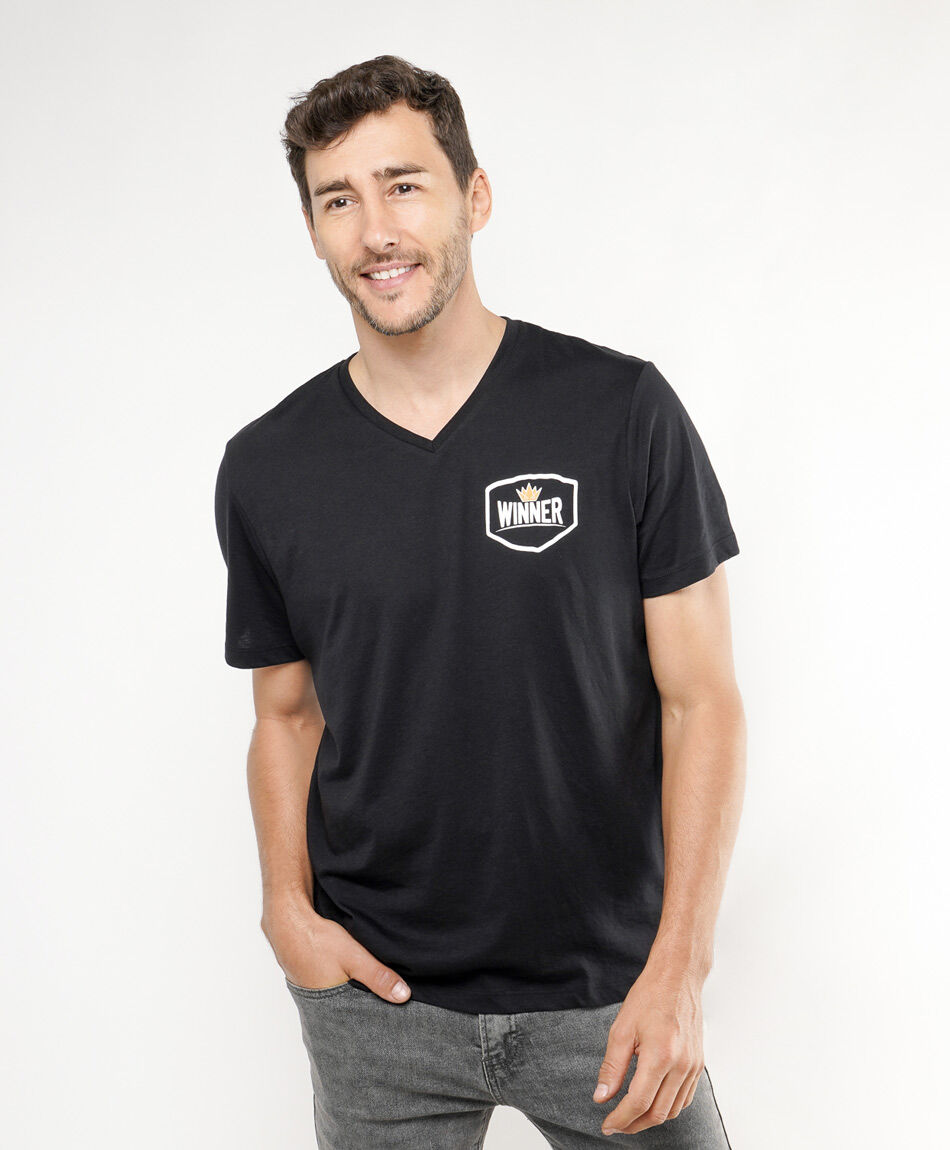 Remera hombre doble estampado idol