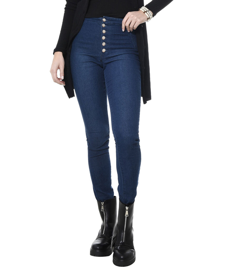 Jeans tiro alto botones - TRICOT