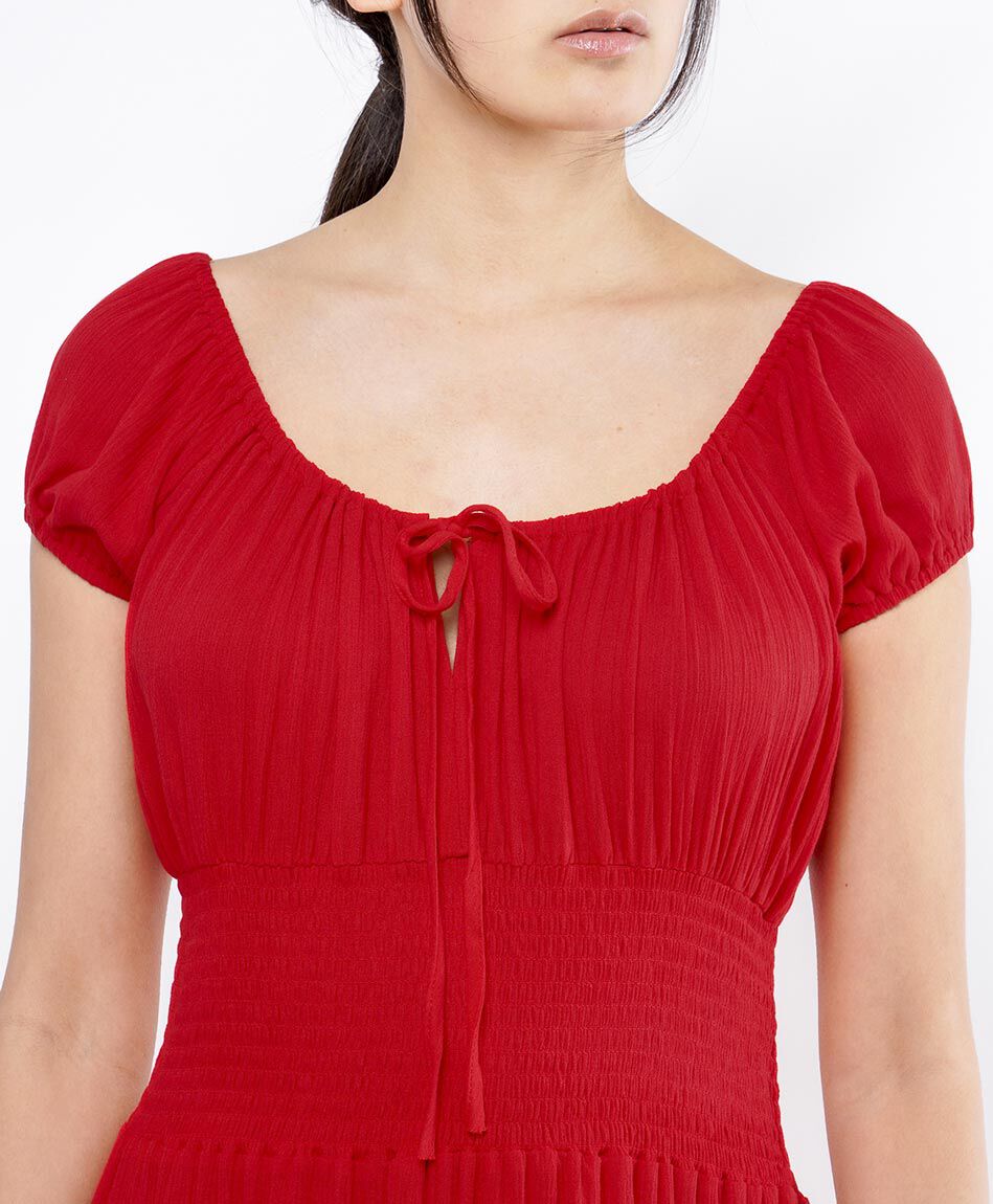 Vestido mujer texturizado rojo