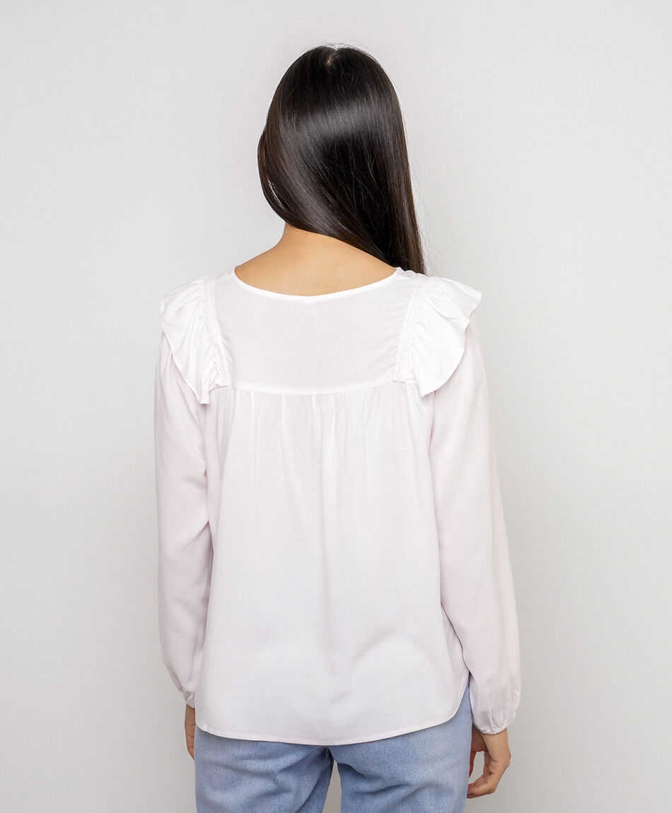 Camisa mujer vuelos laterales white