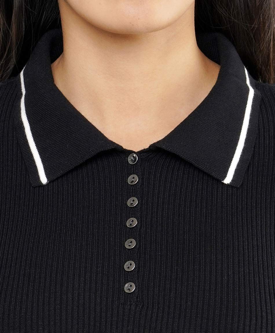 Sweater mujer cuello polo l&iacute;nea