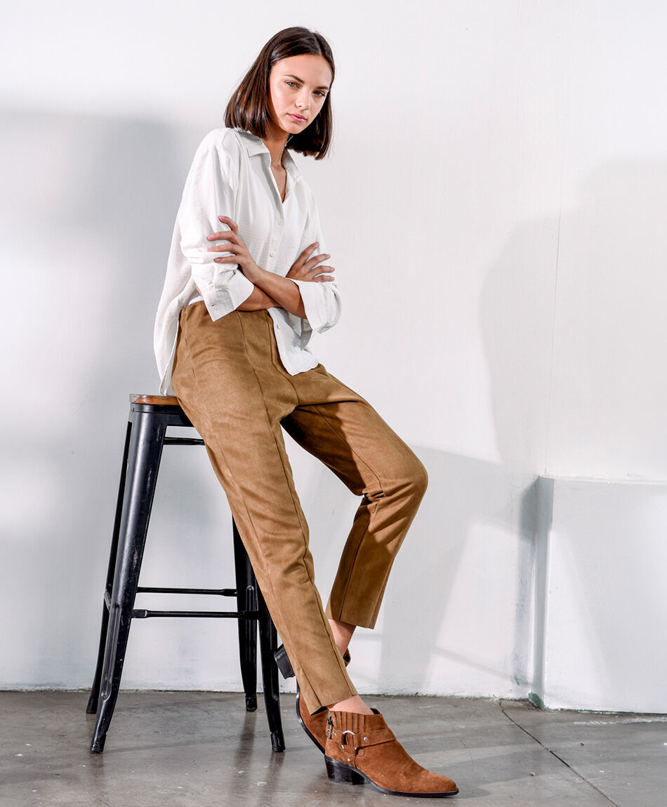 Pantal&oacute;n mujer suede liso