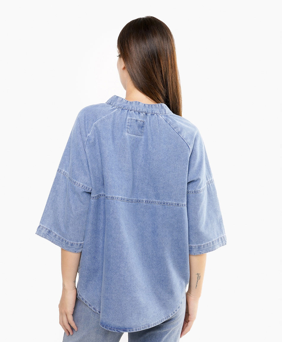 Camisa mujer denim bordado