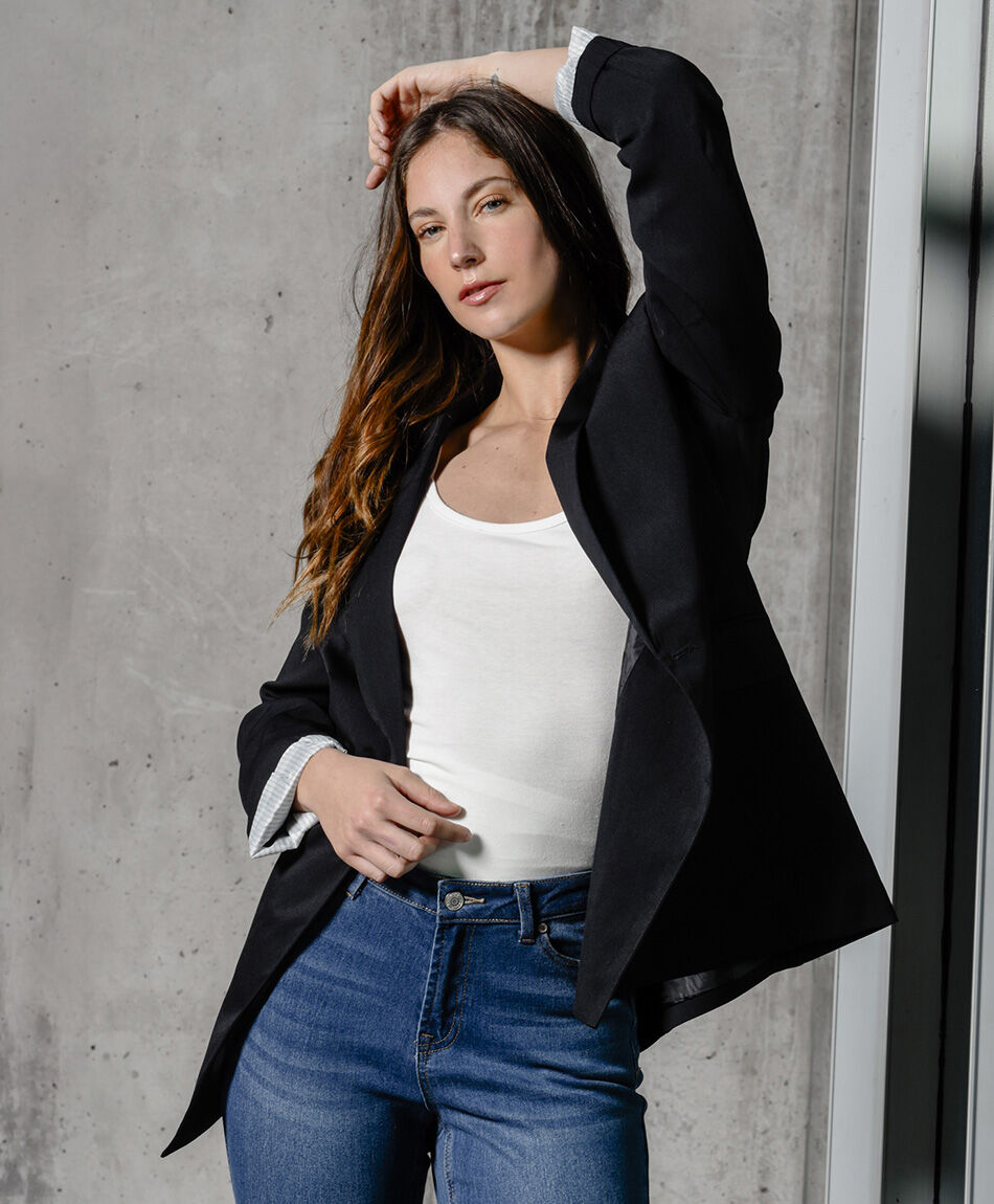 Blazer mujer botones negro