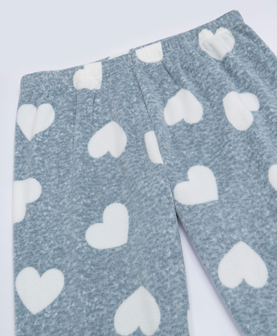 Pijama mujer polar corazones white