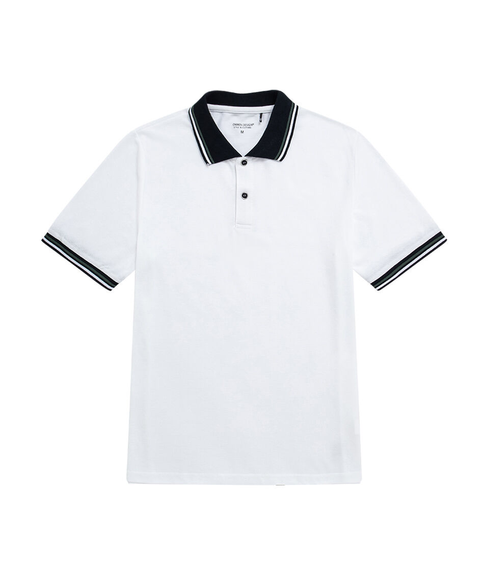 Remera hombre cuello polo blanca