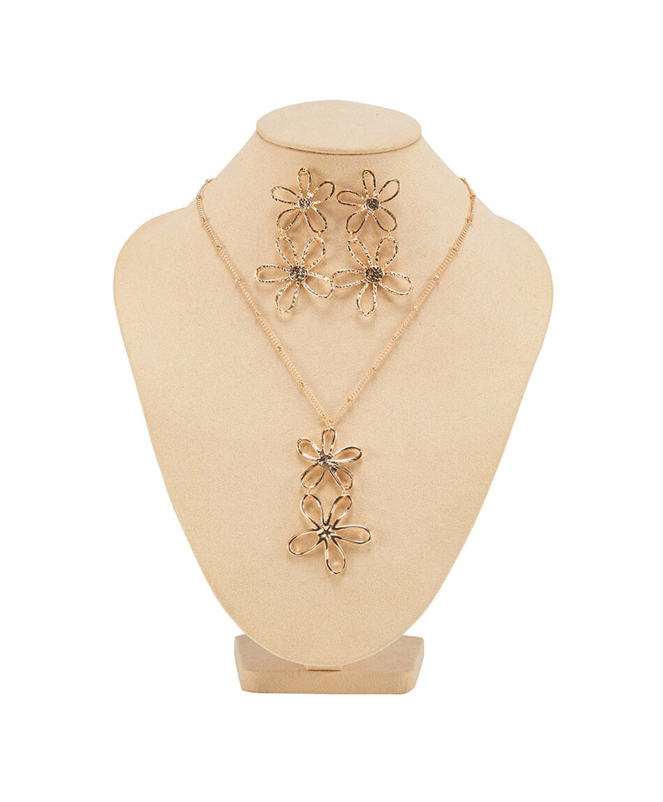 Set collar mujer flores gold
