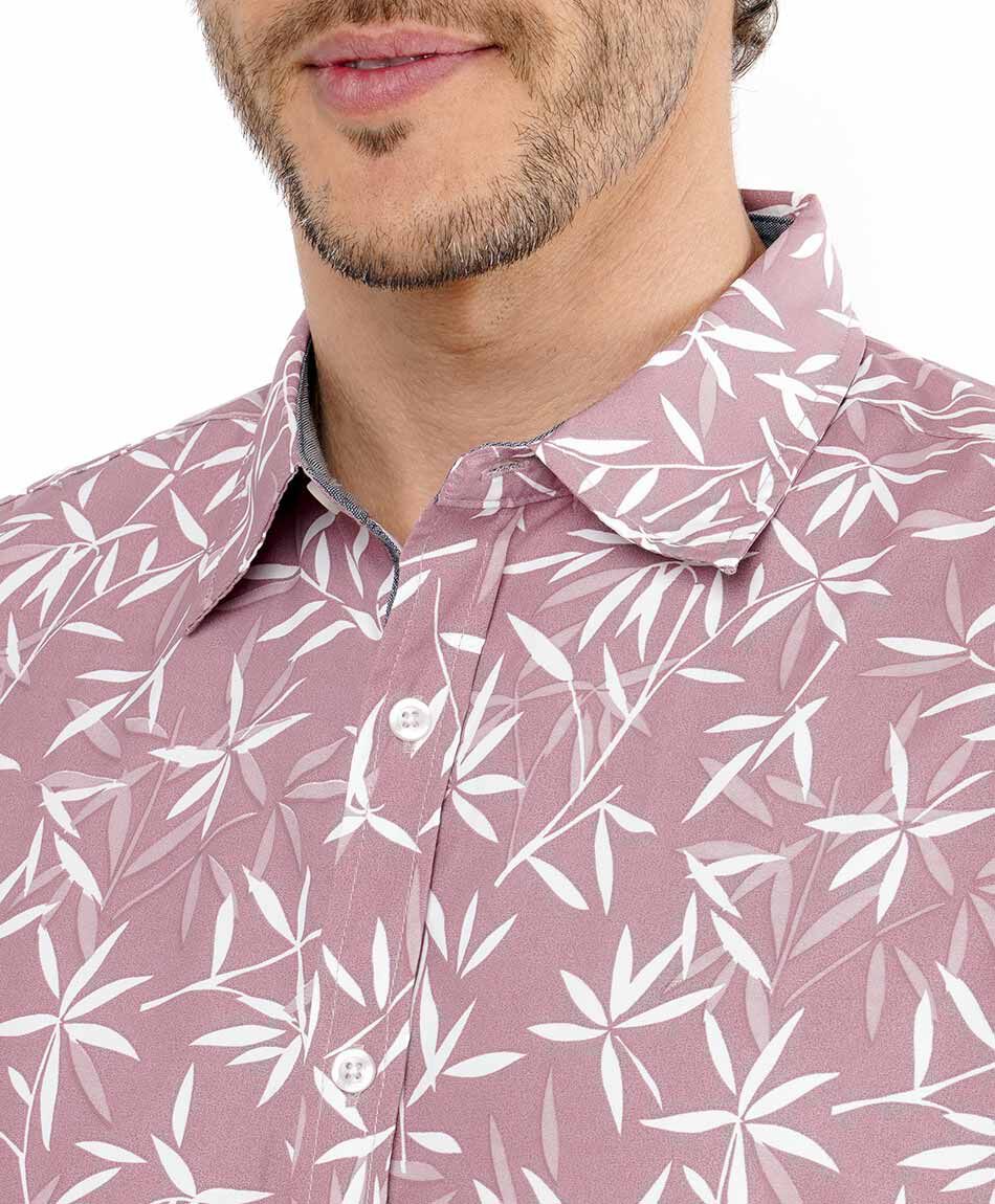 Camisa hombre estampado hojas  guayabera