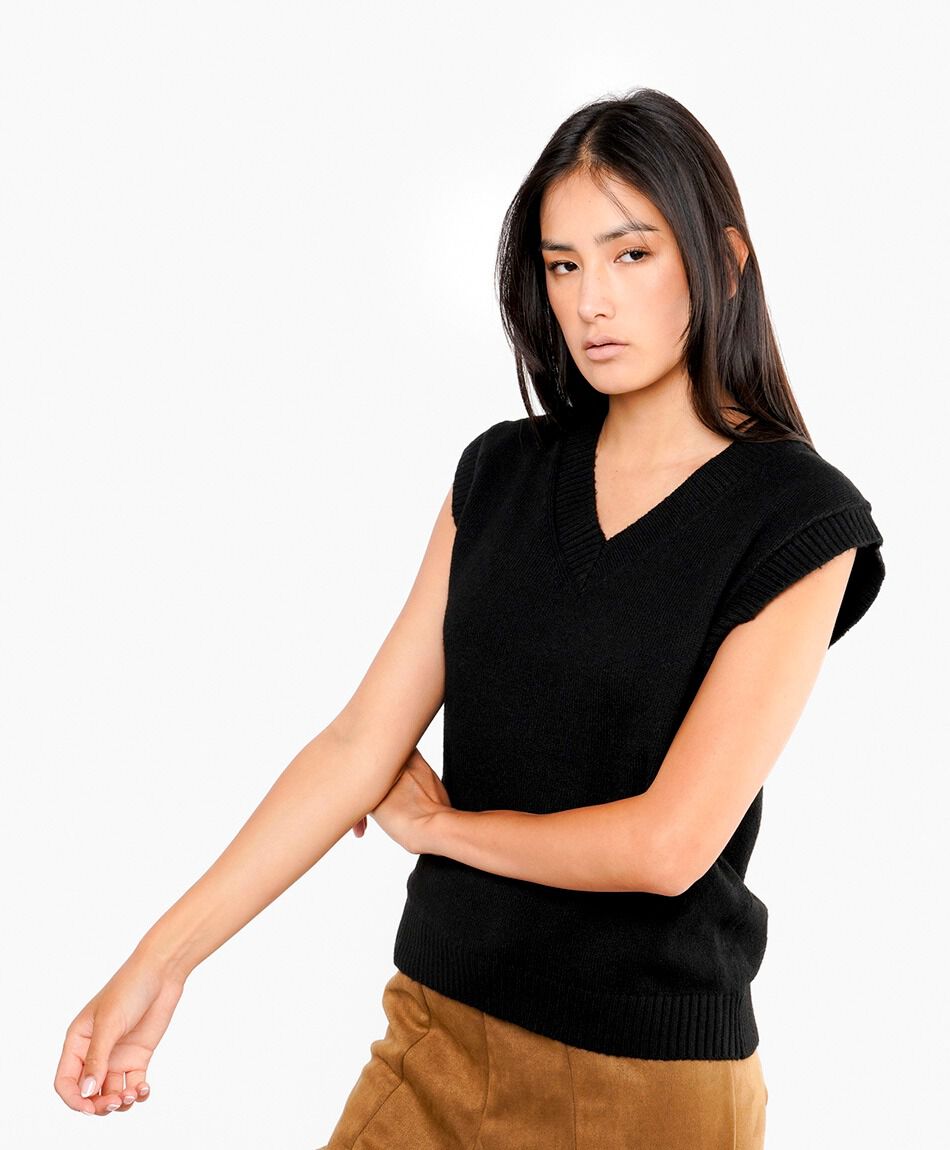 Sweater mujer sin mangas cuello v