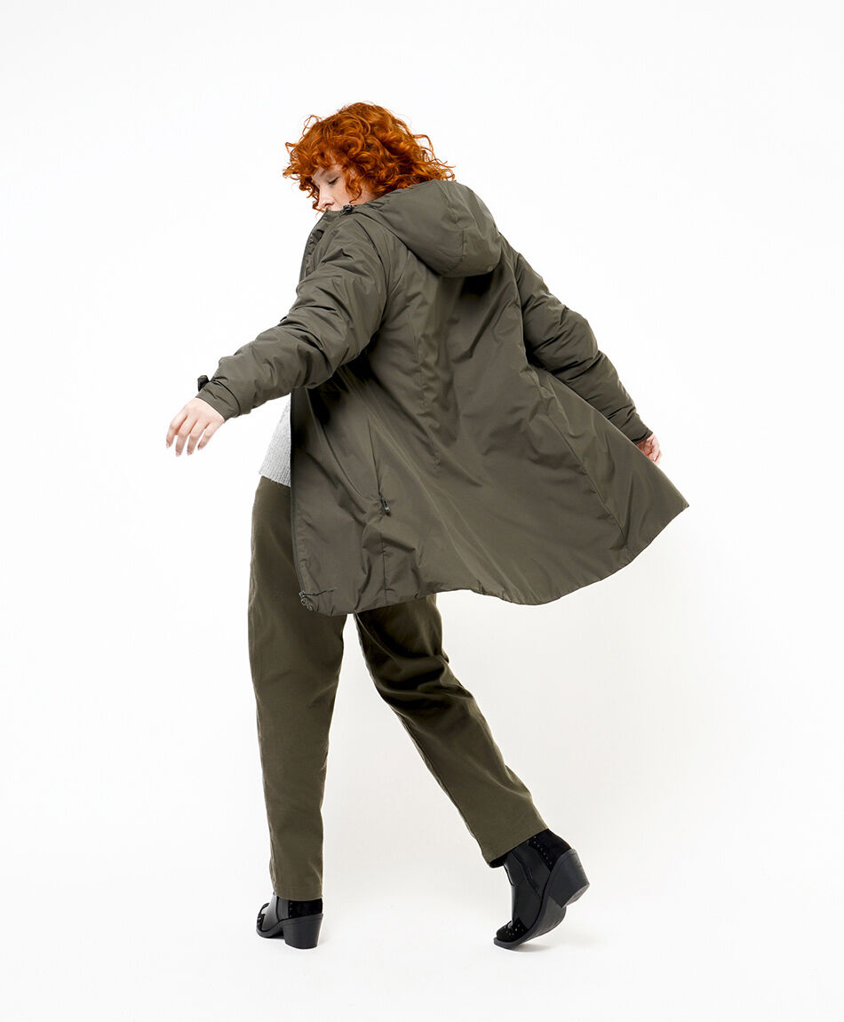 Parka mujer larga lisa verde