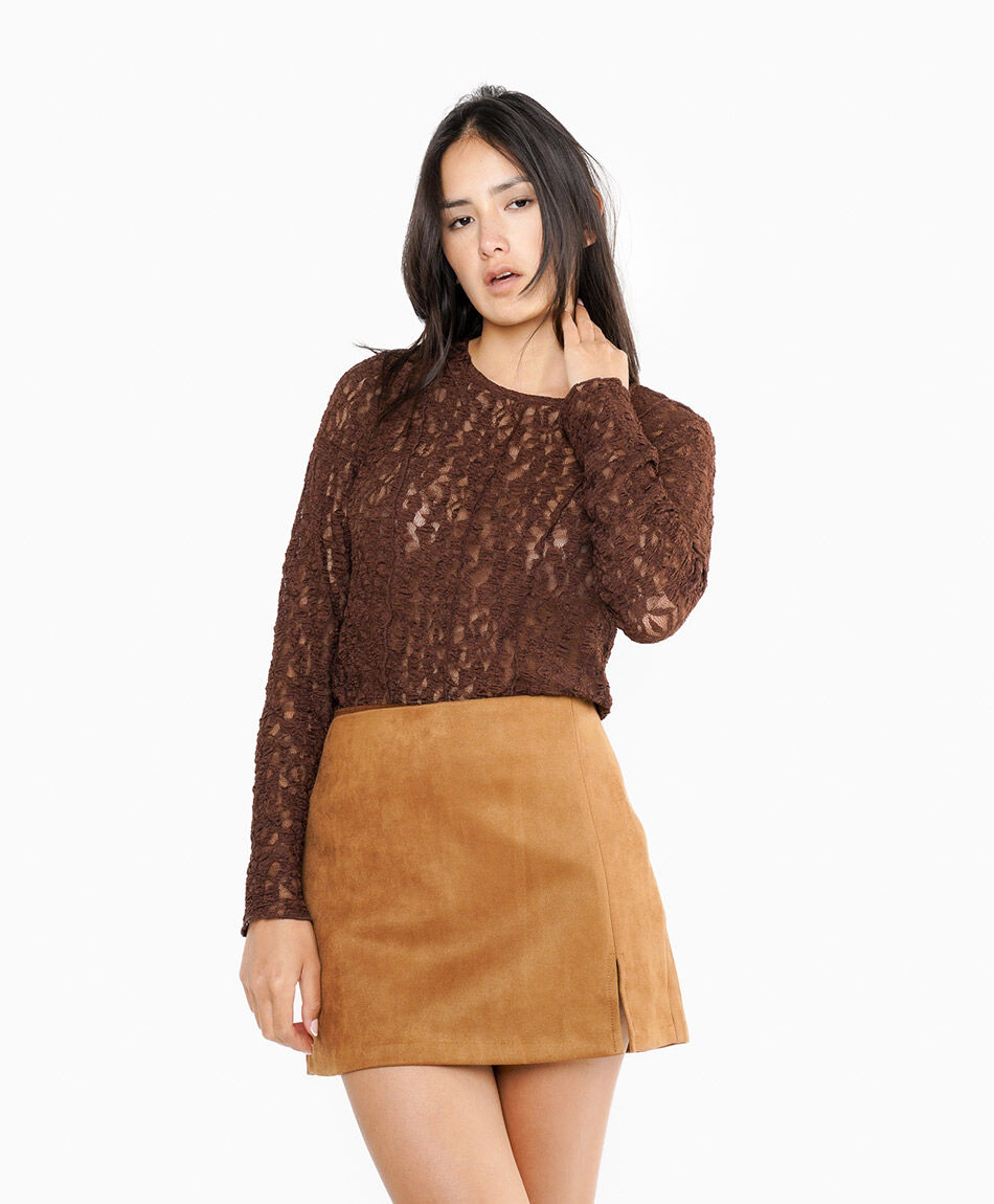 Mini pollera mujer sarong suede