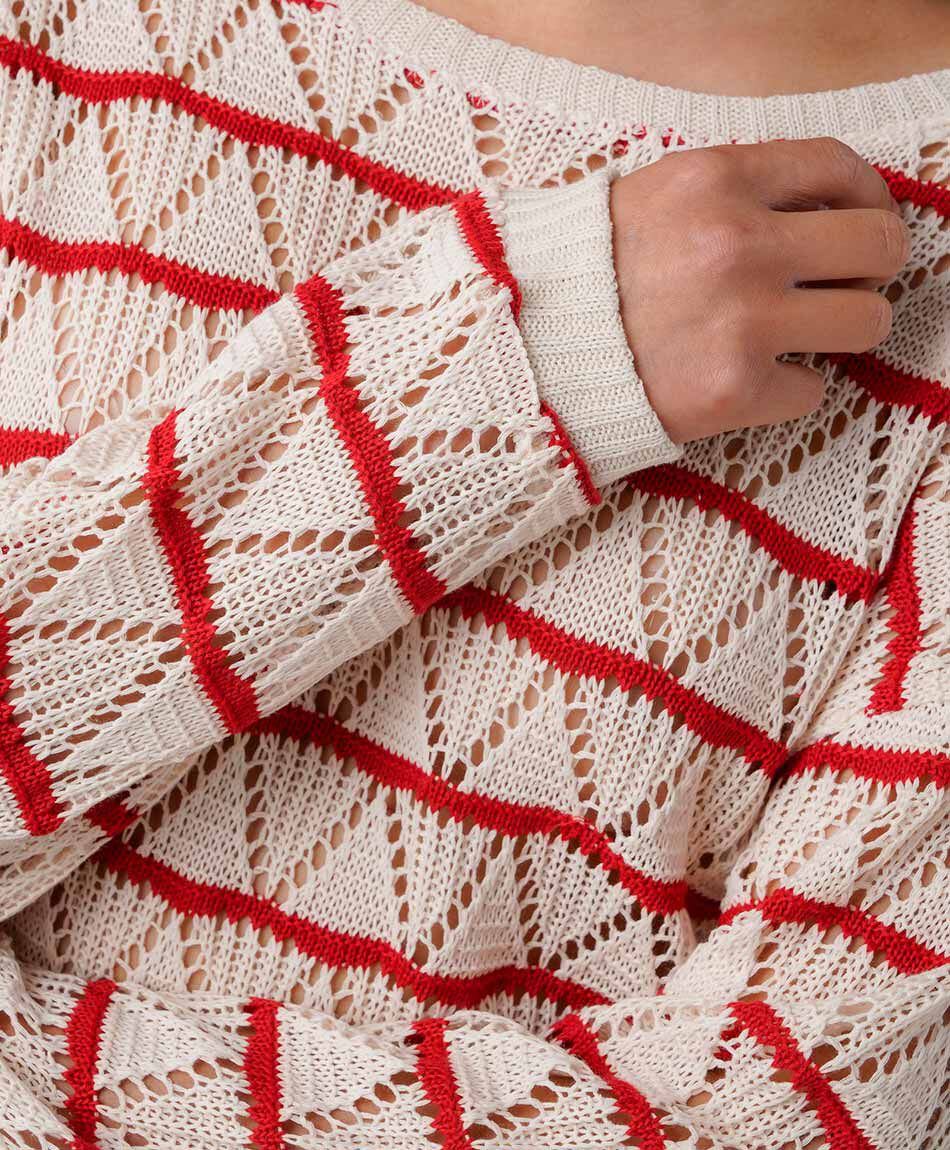 Sweater mujer calado rayas