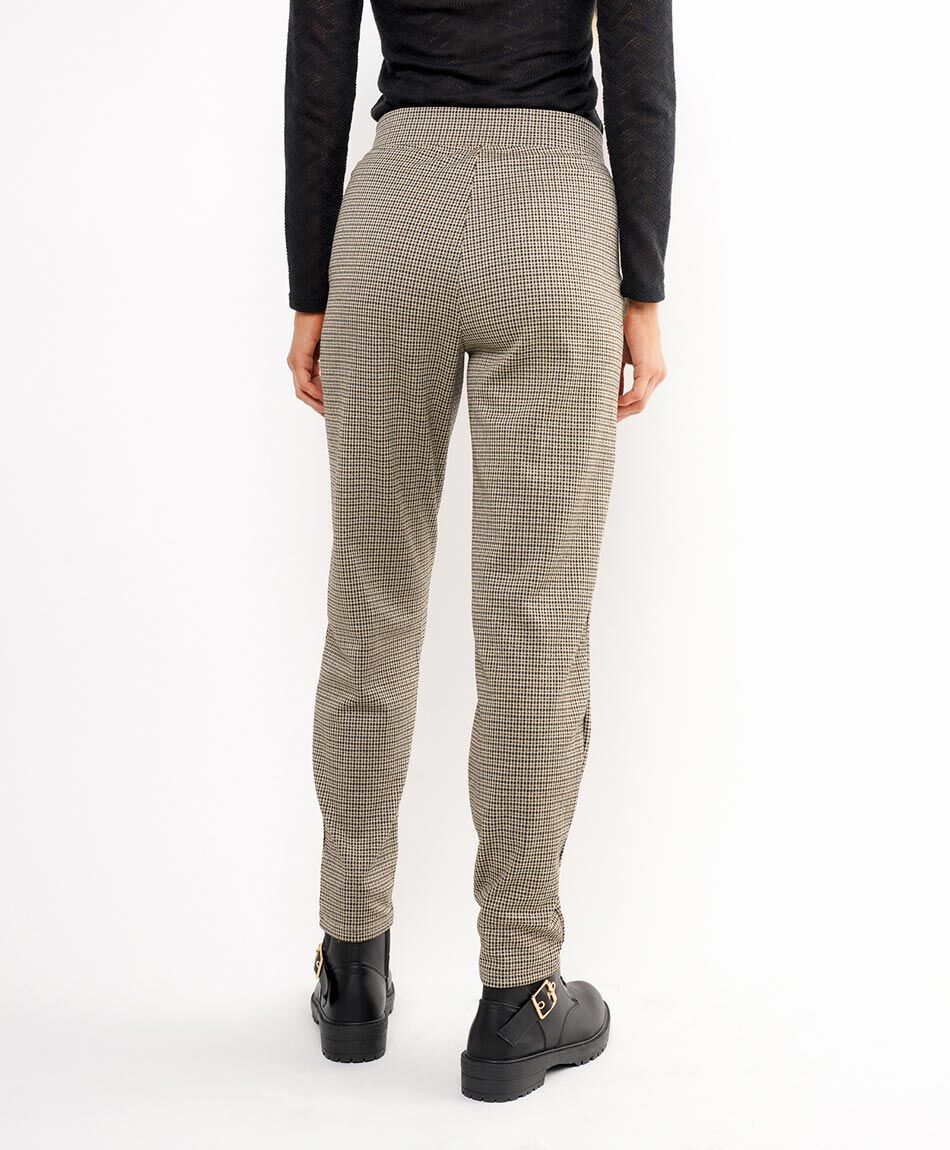 Pantal&oacute;n mujer cuadritos brown