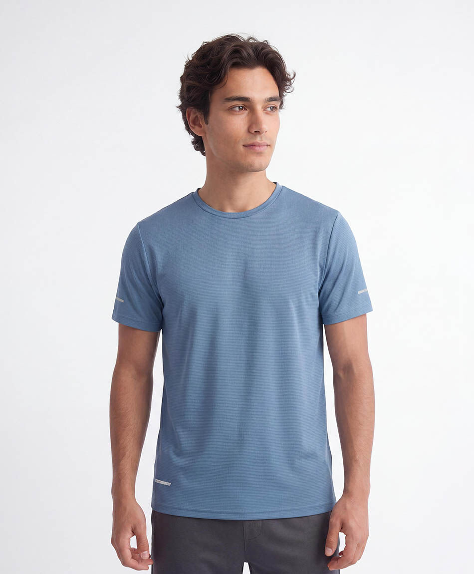 Polera deportiva hombre lisa azul