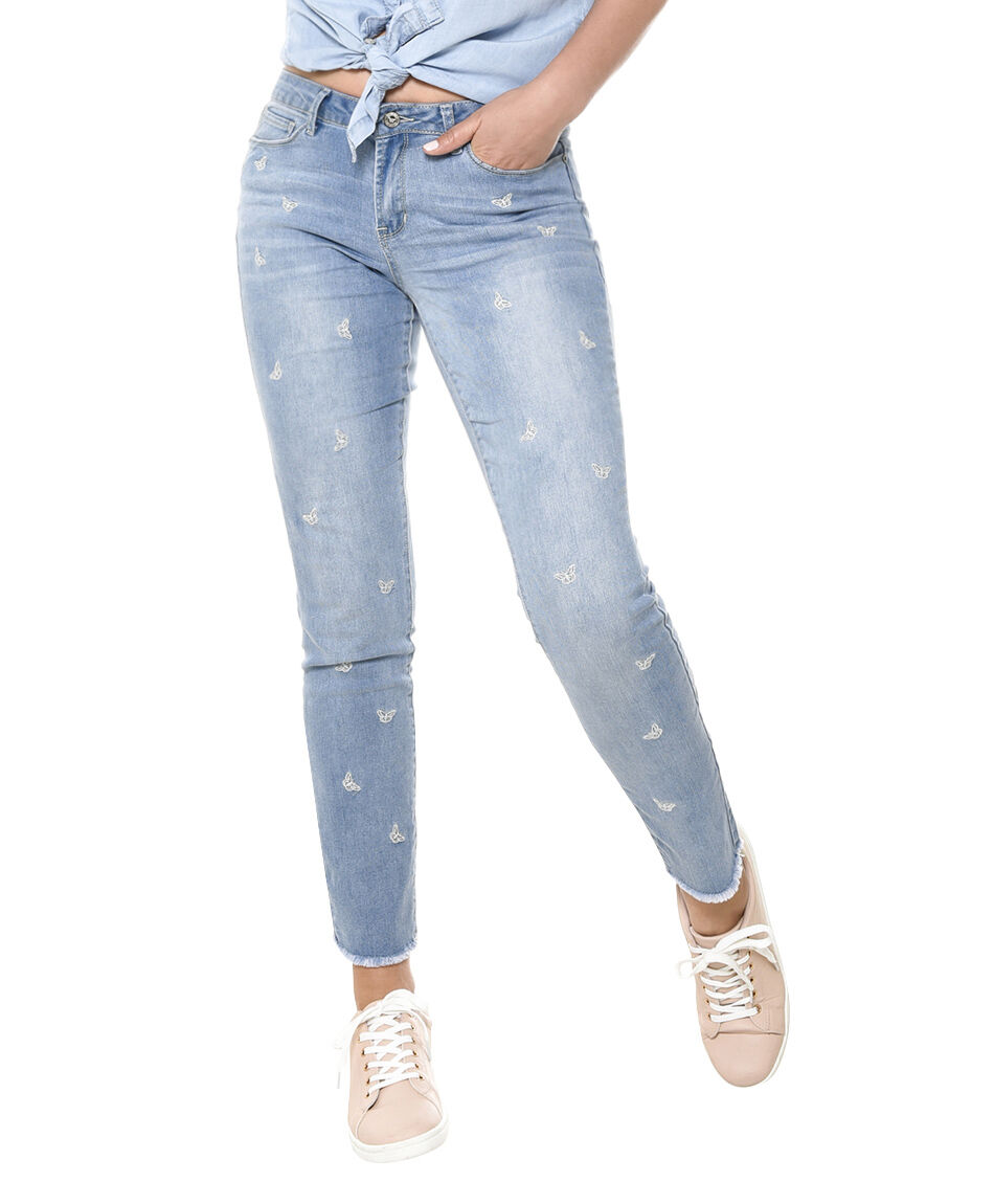 Jeans bordado mariposas