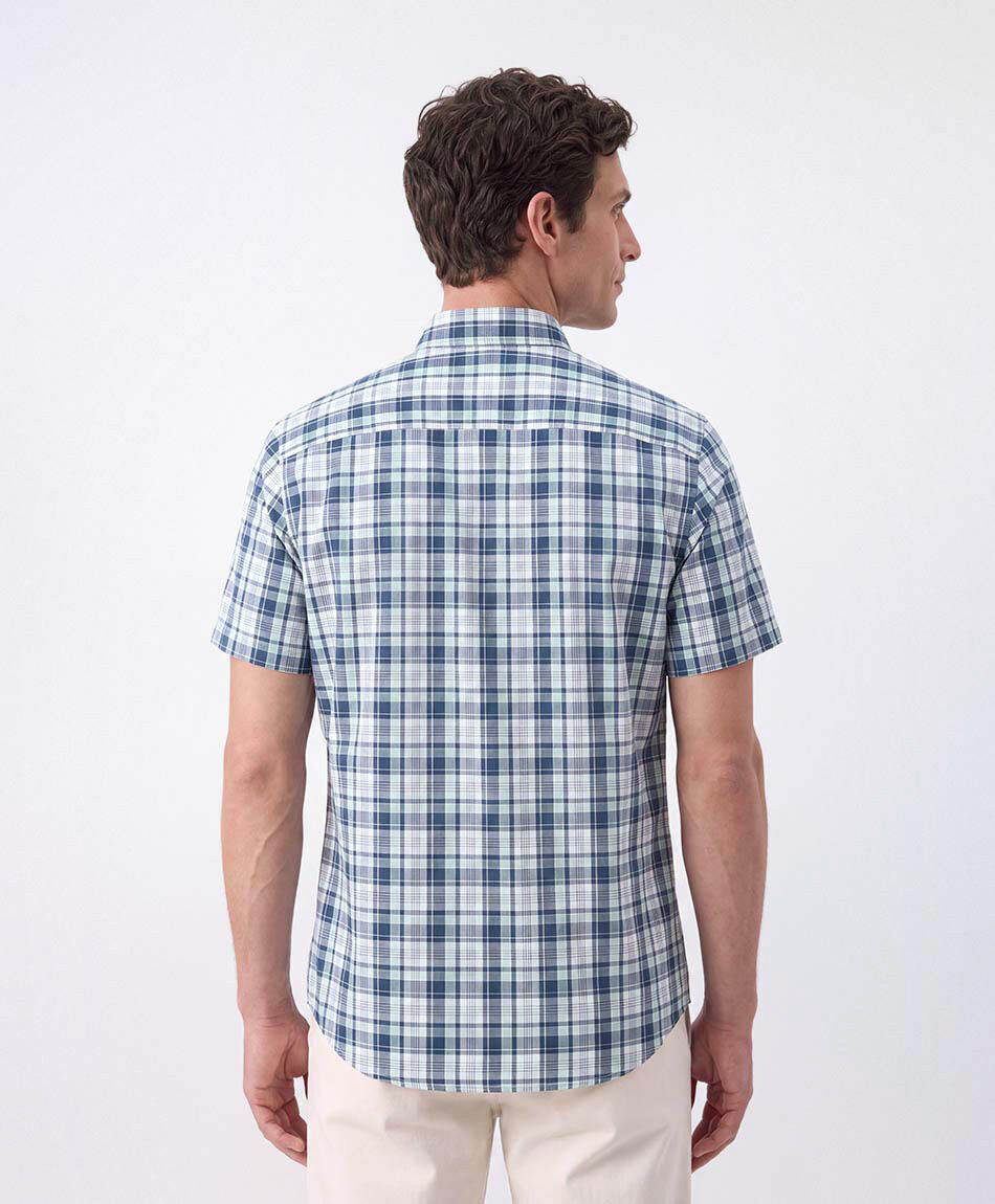 Camisa hombre cuadrill&eacute; azul