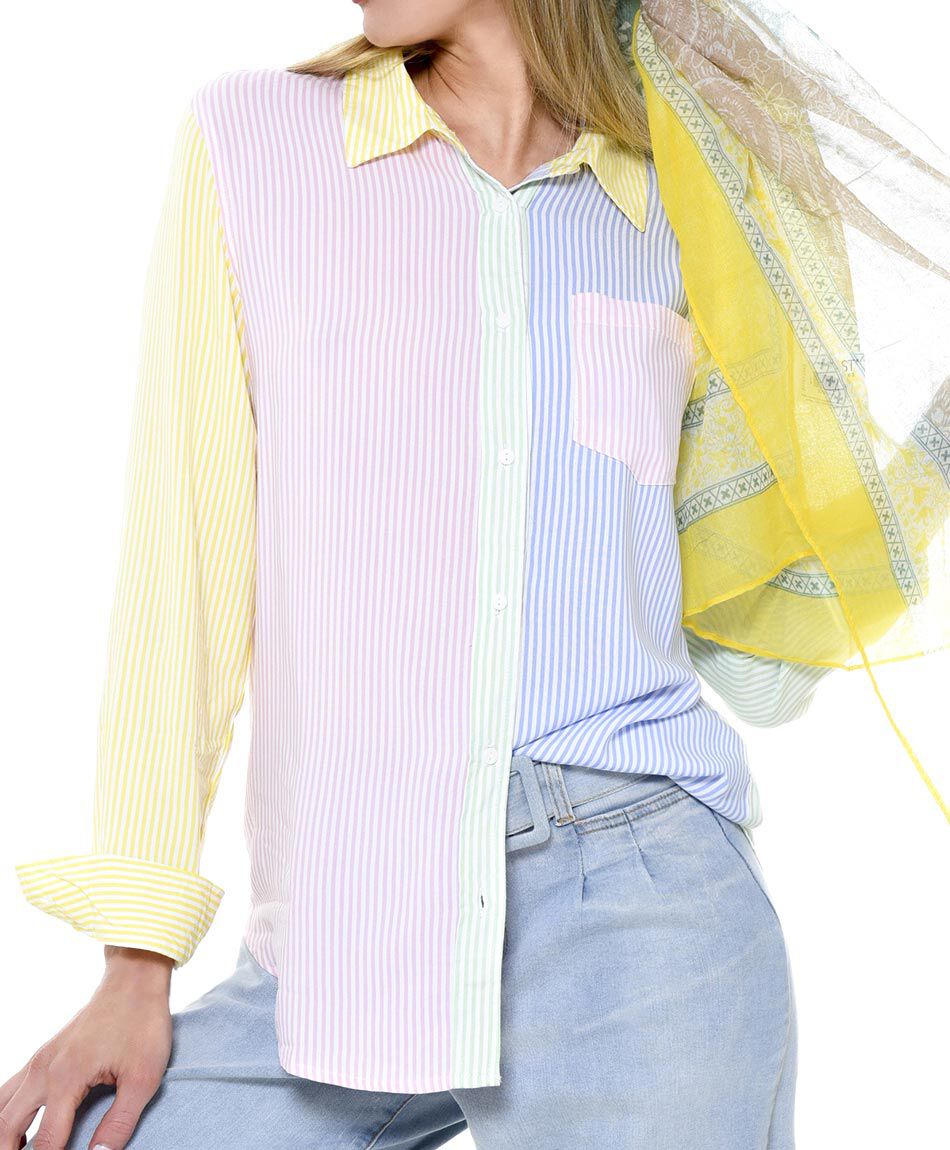 Blusa camisera tricolor